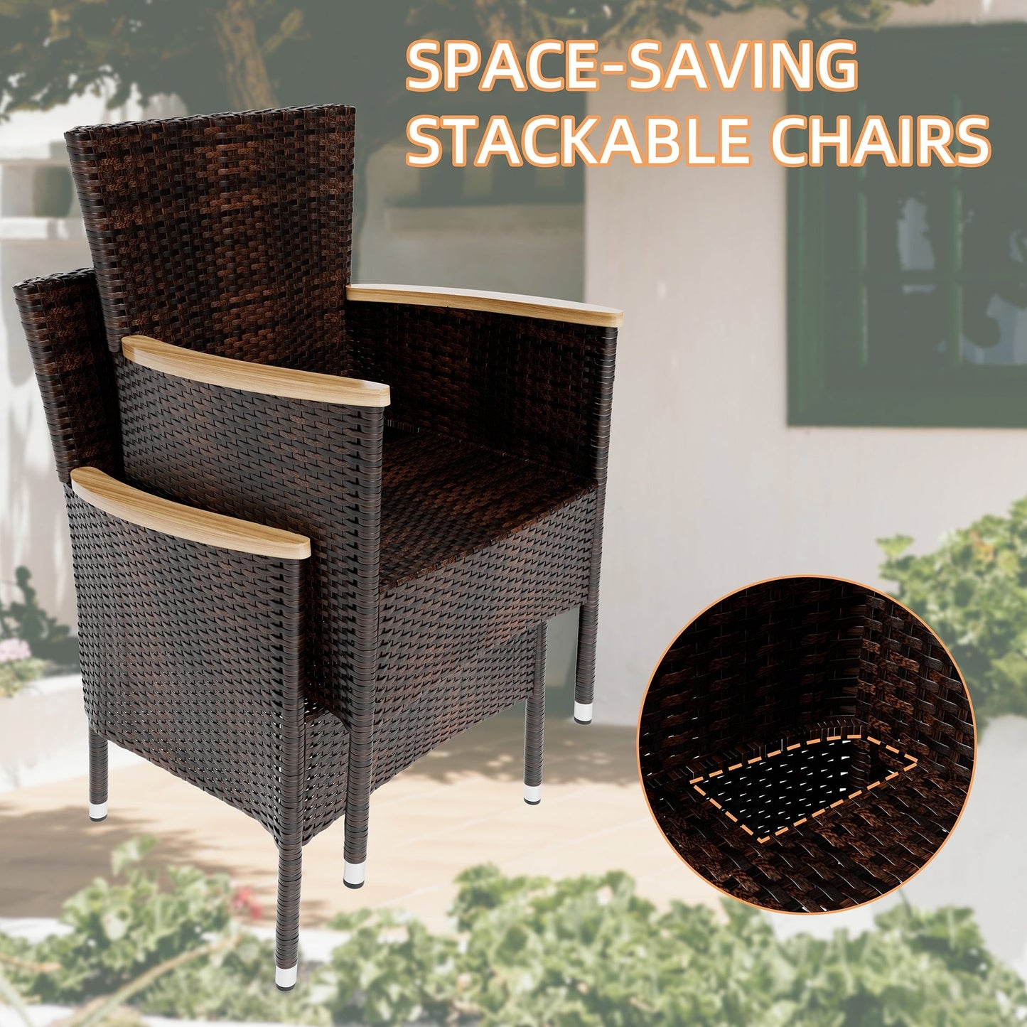 Set da pranzo per patio esterno Futzca con tavolo e sedie, 5 o 7 pezzi - N/D