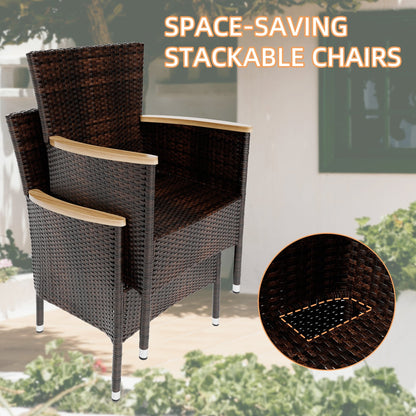 Set da pranzo per patio esterno Futzca con tavolo e sedie, 5 o 7 pezzi - N/D