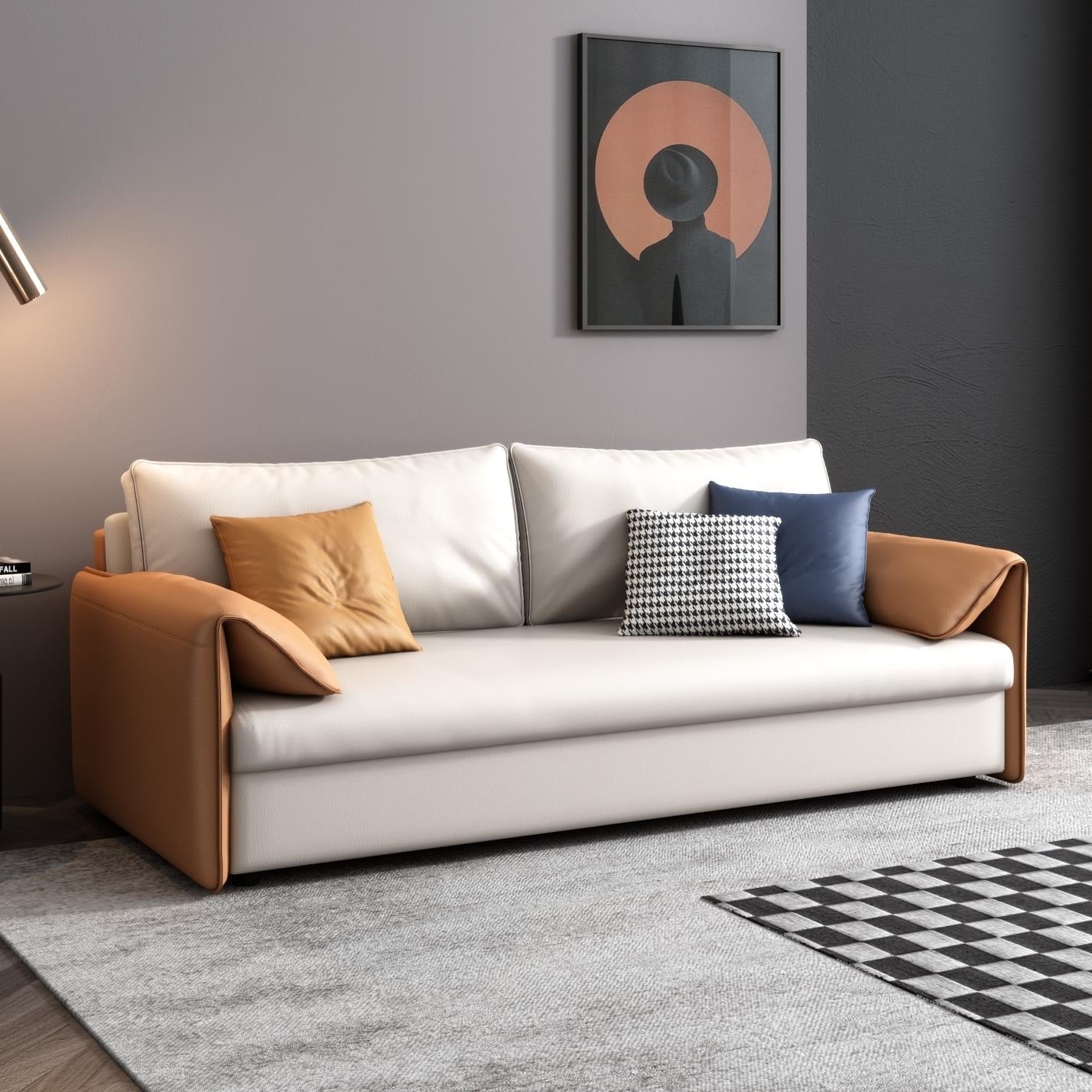 Divano letto in pelle vegana JASIWAY da 65,4''