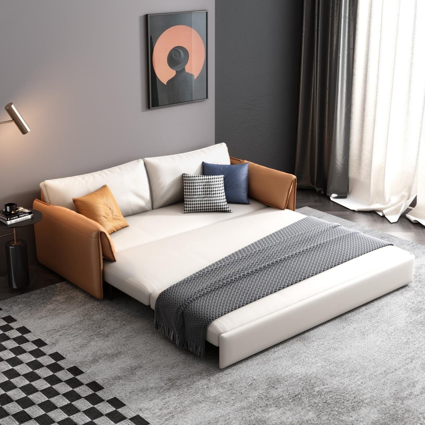 Divano letto in pelle vegana JASIWAY da 65,4''