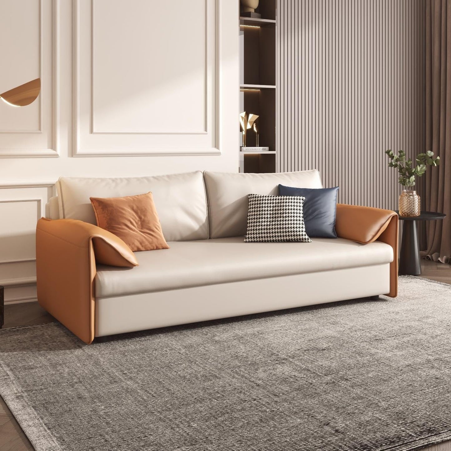 Divano letto in pelle vegana JASIWAY da 65,4''