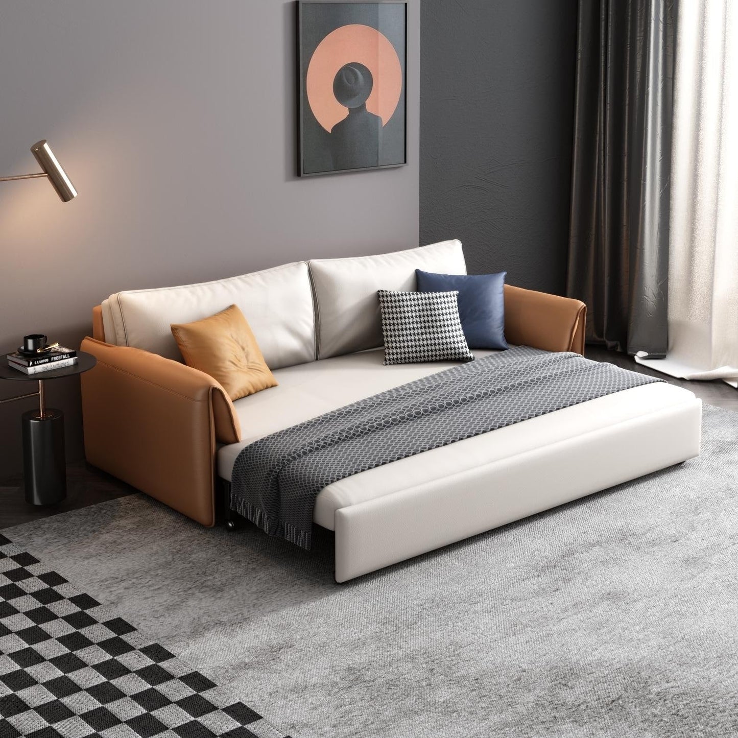 Divano letto in pelle vegana JASIWAY da 65,4''