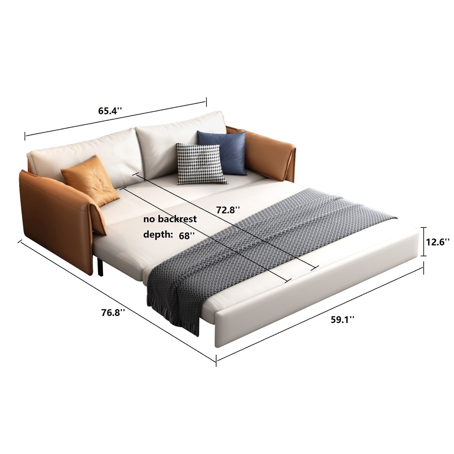 Divano letto in pelle vegana JASIWAY da 65,4''