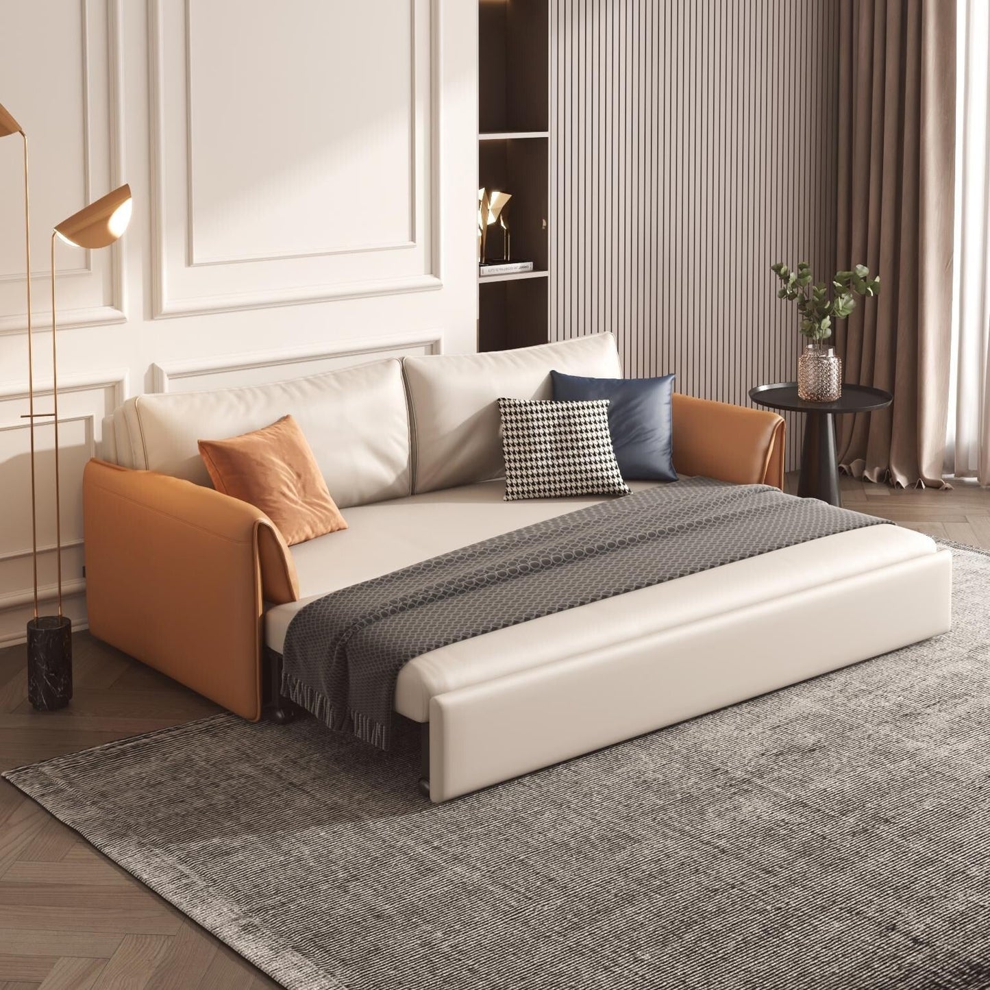 Divano letto in pelle vegana JASIWAY da 65,4''