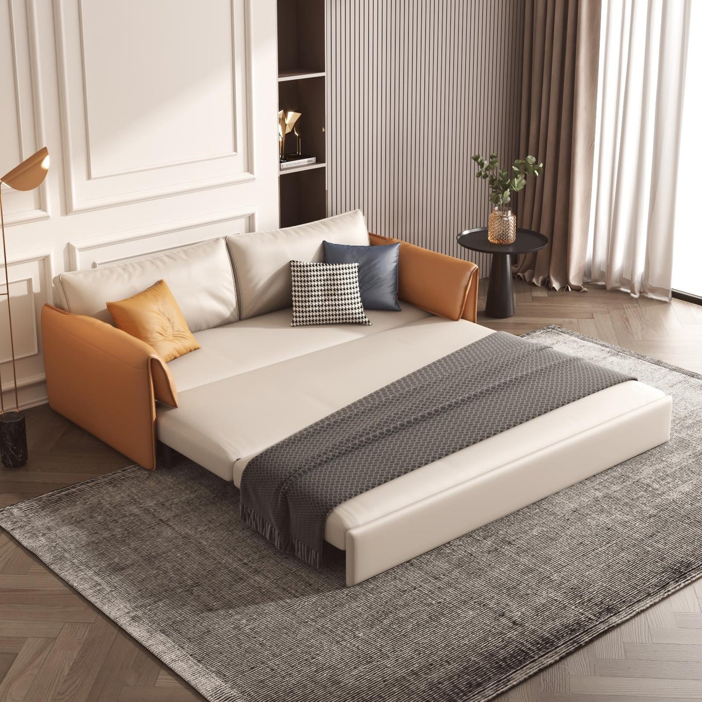 Divano letto in pelle vegana JASIWAY da 65,4''