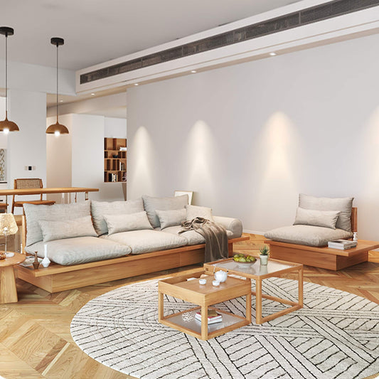 Divano JASIWAY in cotone beige con struttura in legno