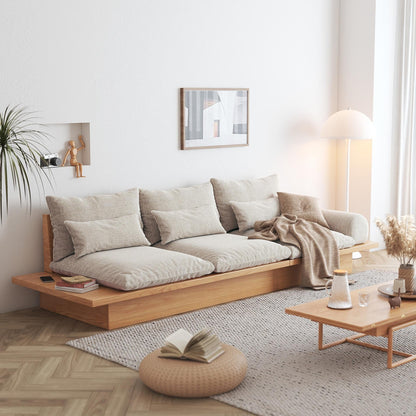 Divano JASIWAY in cotone beige con struttura in legno