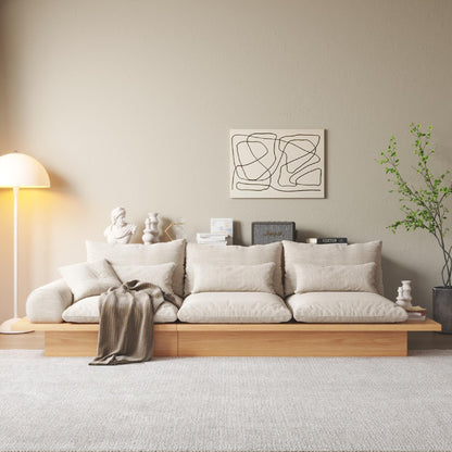 Divano JASIWAY in cotone beige con struttura in legno