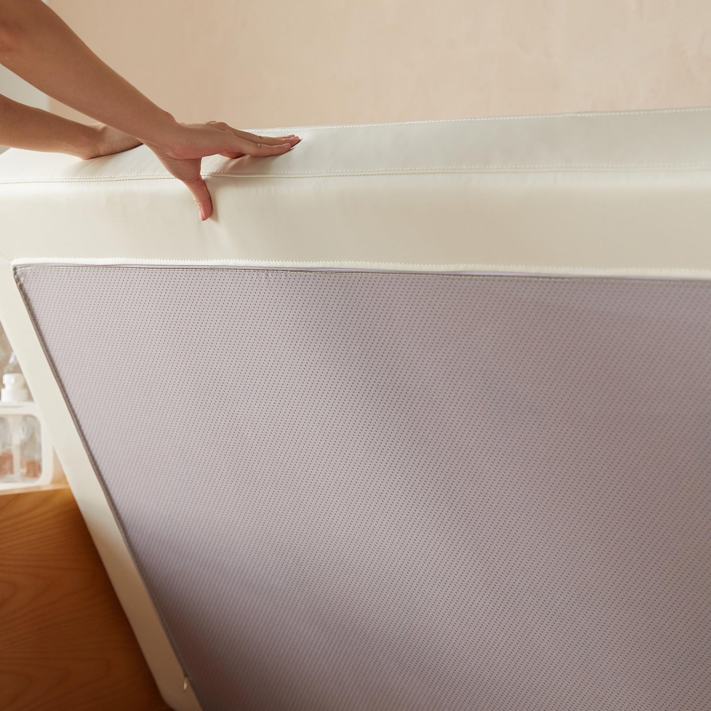 Divano JASIWAY in cotone beige con struttura in legno