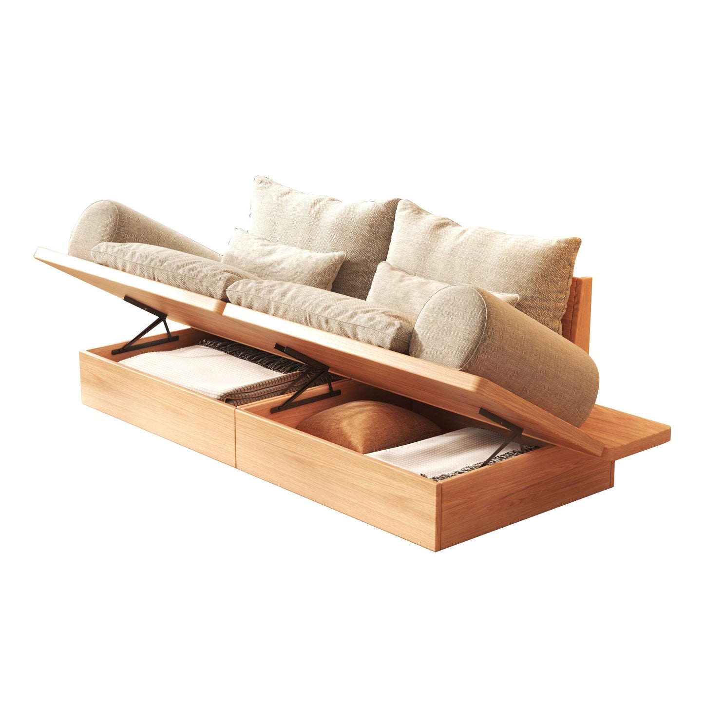 Divano JASIWAY in cotone beige con struttura in legno