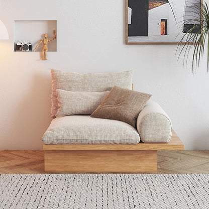 Divano JASIWAY in cotone beige con struttura in legno