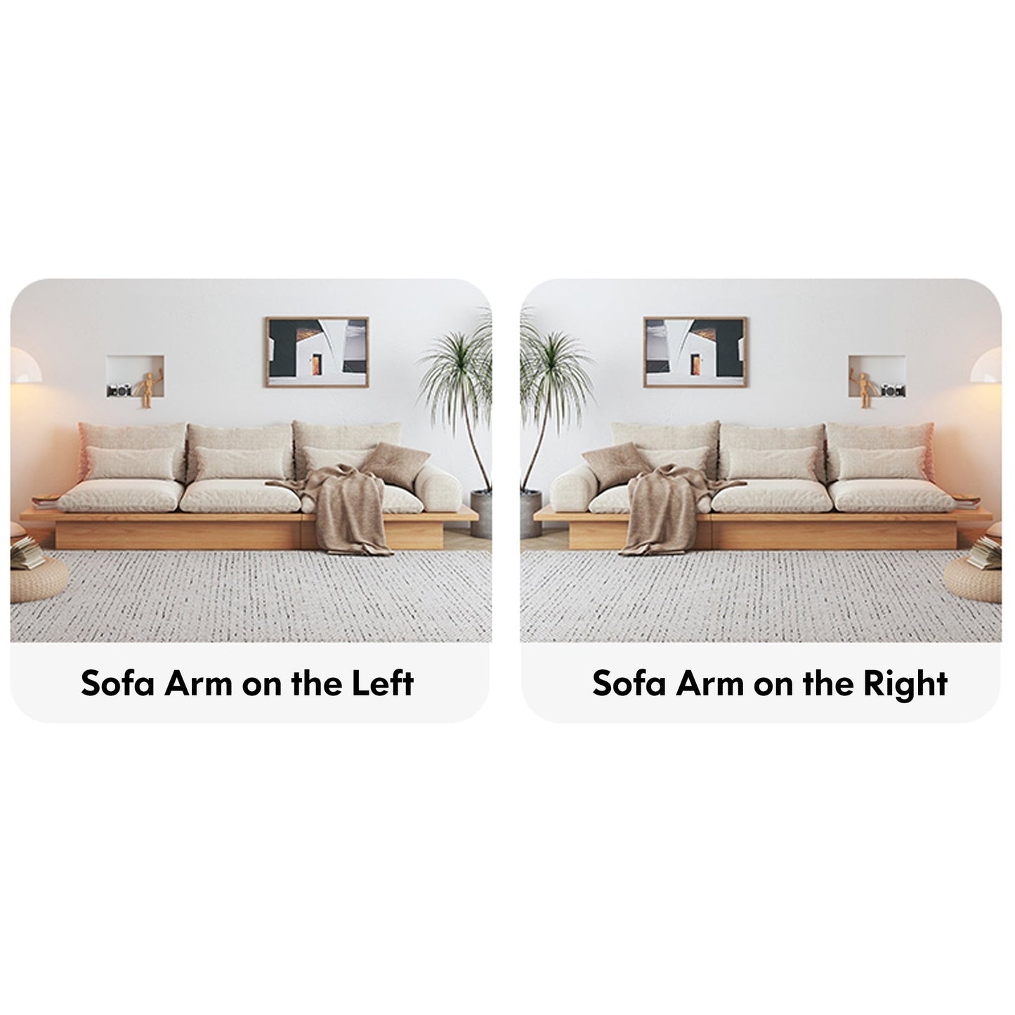 Divano JASIWAY in cotone beige con struttura in legno