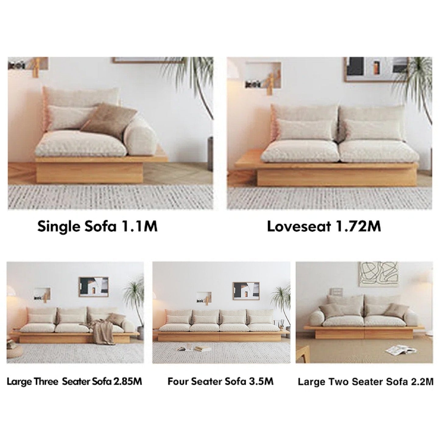 Divano JASIWAY in cotone beige con struttura in legno