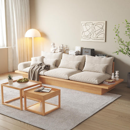 Divano JASIWAY in cotone beige con struttura in legno