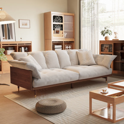 Divano moderno JASIWAY a 3 posti imbottito in cotone e lino