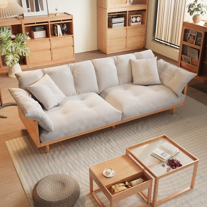 Divano moderno JASIWAY a 3 posti imbottito in cotone e lino