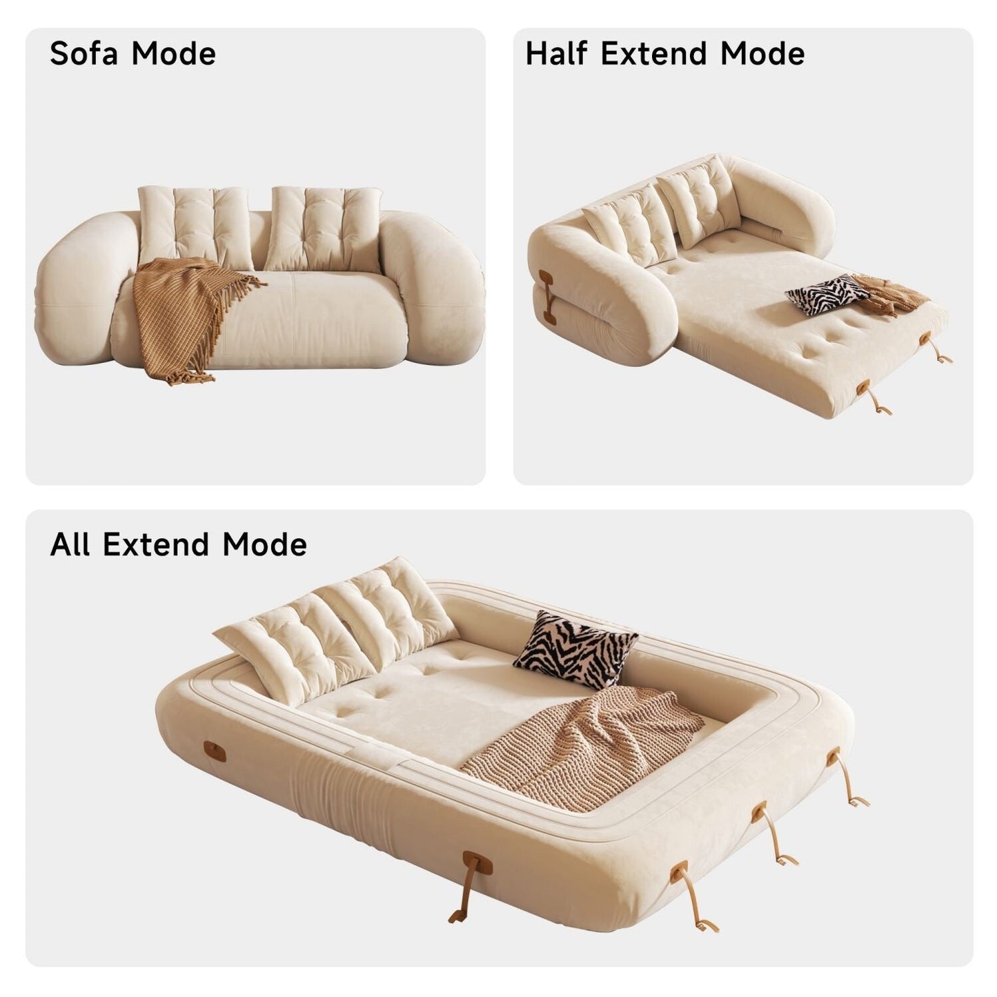 Divano letto trasformabile moderno JASIWAY, bianco