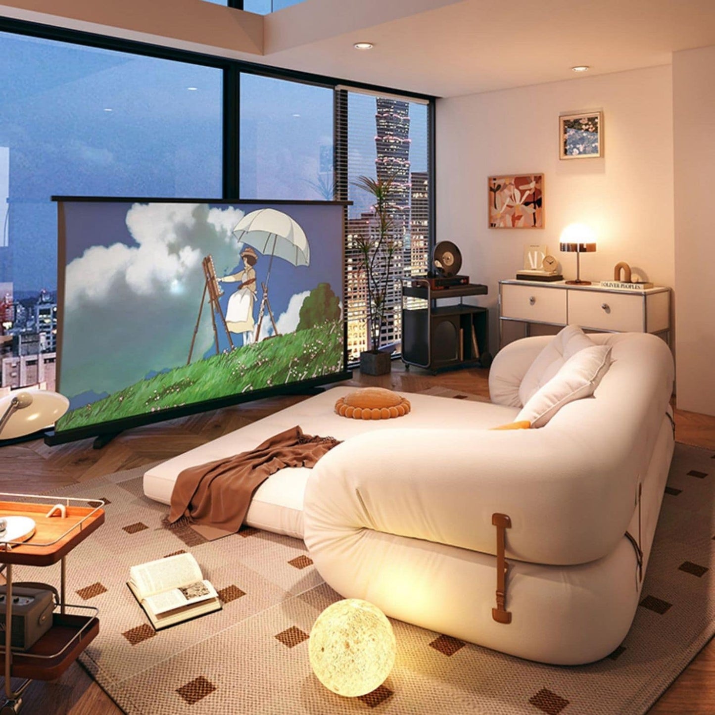 Divano letto trasformabile moderno JASIWAY, bianco