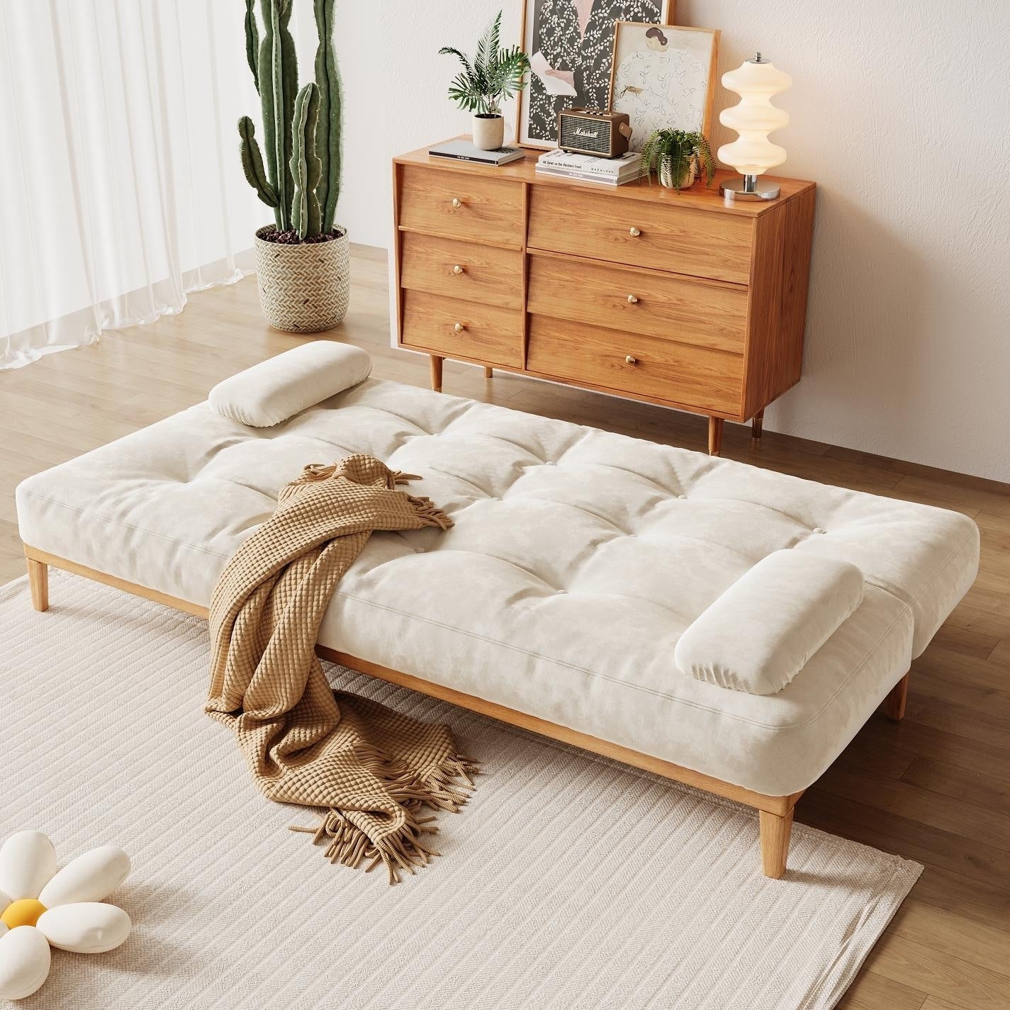 Divano letto moderno in legno massello JASIWAY