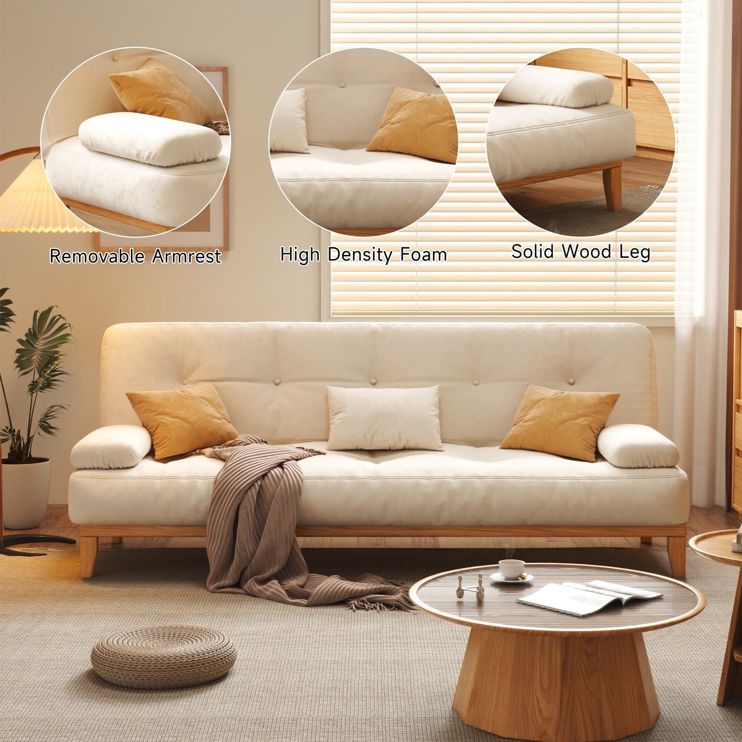 Divano letto moderno in legno massello JASIWAY