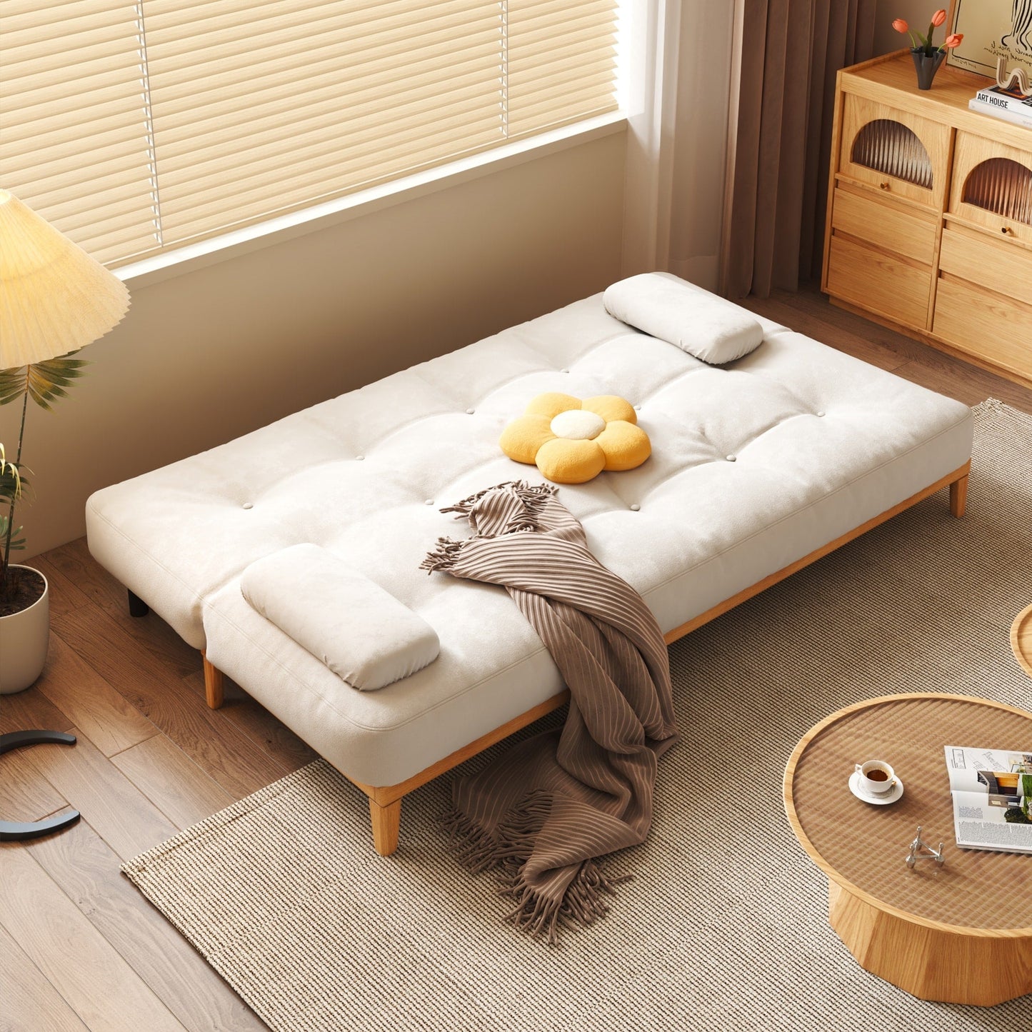 Divano letto moderno in legno massello JASIWAY