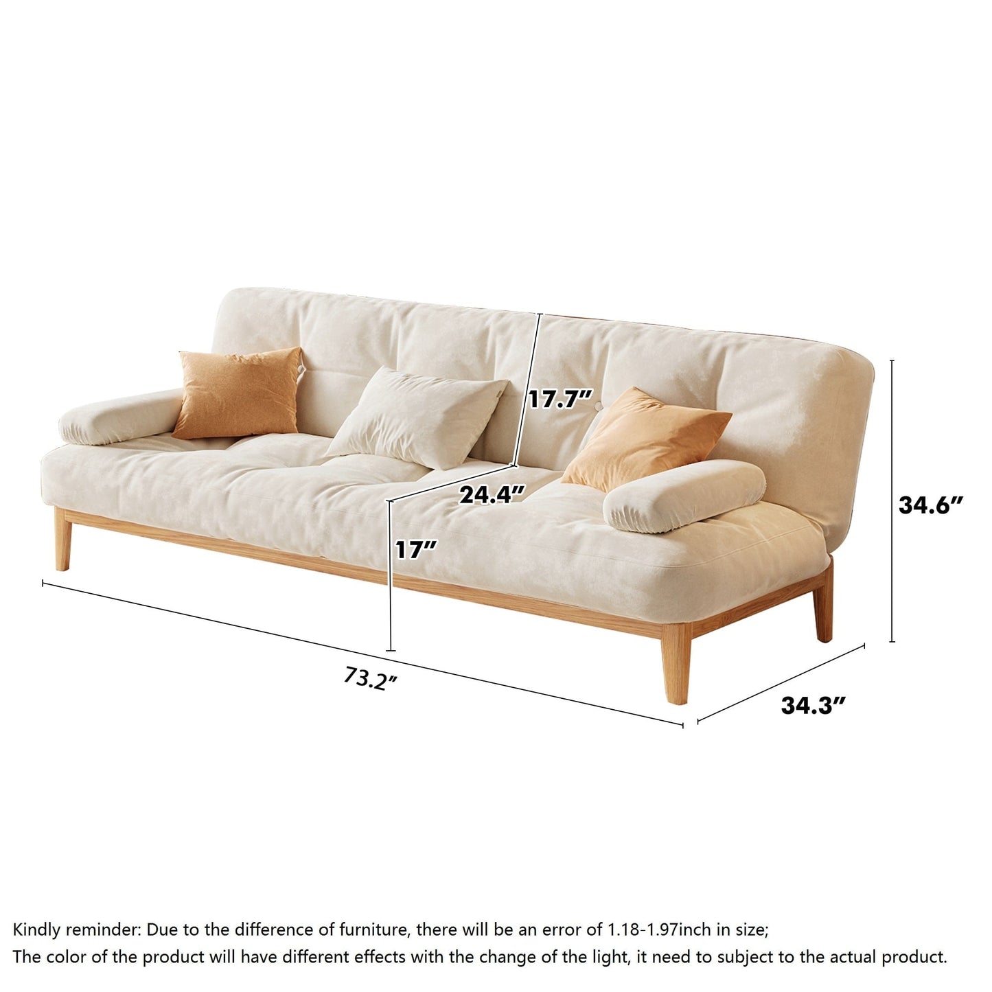 Divano letto moderno in legno massello JASIWAY