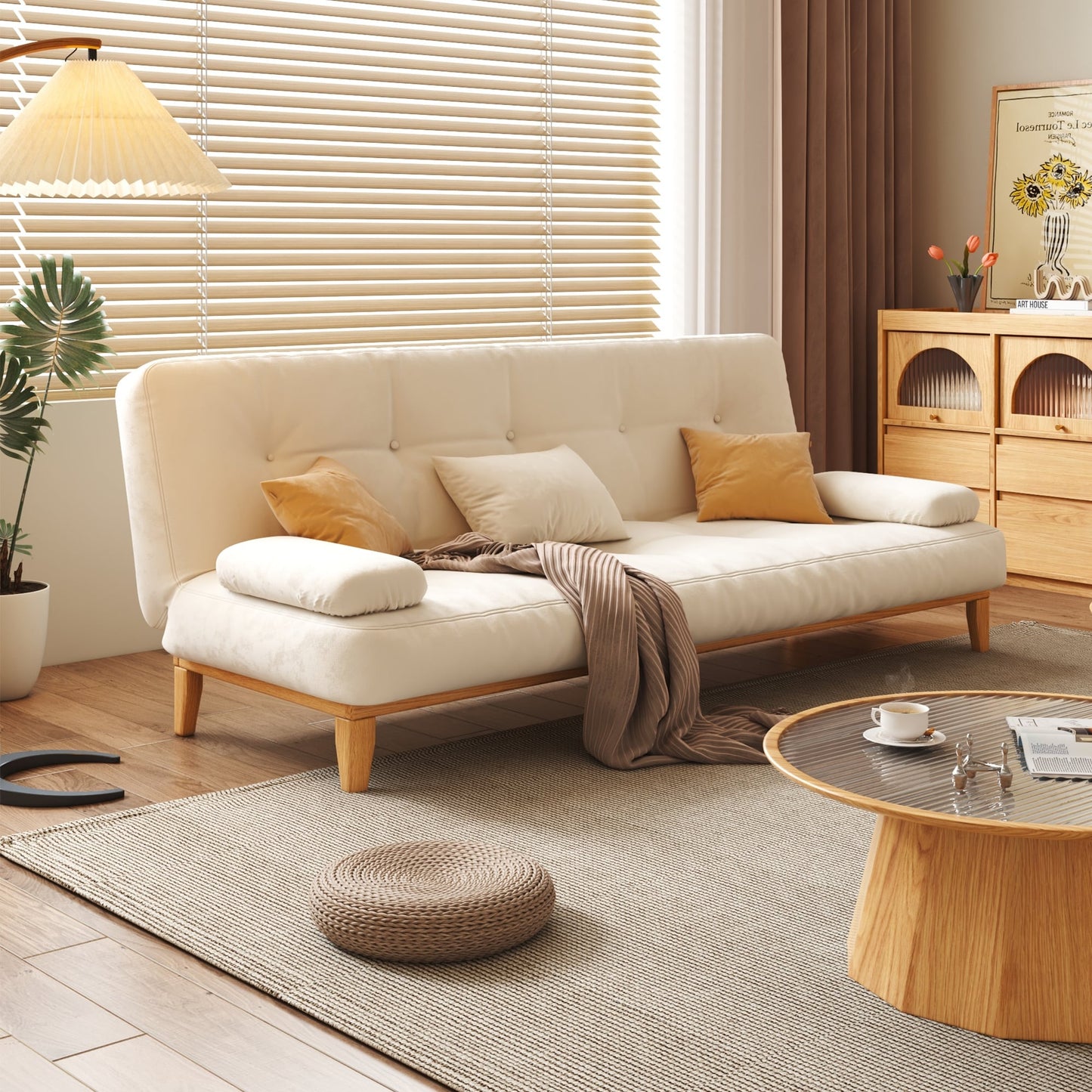 Divano letto moderno in legno massello JASIWAY