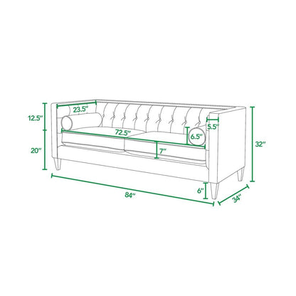Divano Tuxedo Jack 84 in stile moderno di metà secolo con cuscini di supporto
