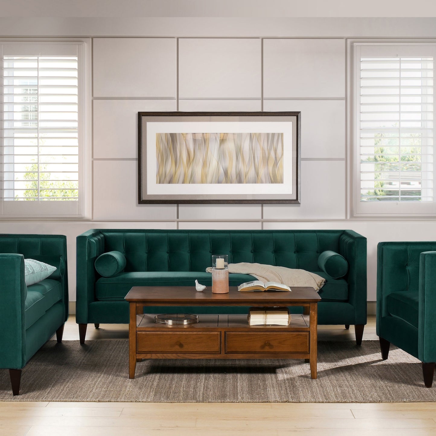 Divano Tuxedo Jack 84 in stile moderno di metà secolo con cuscini di supporto