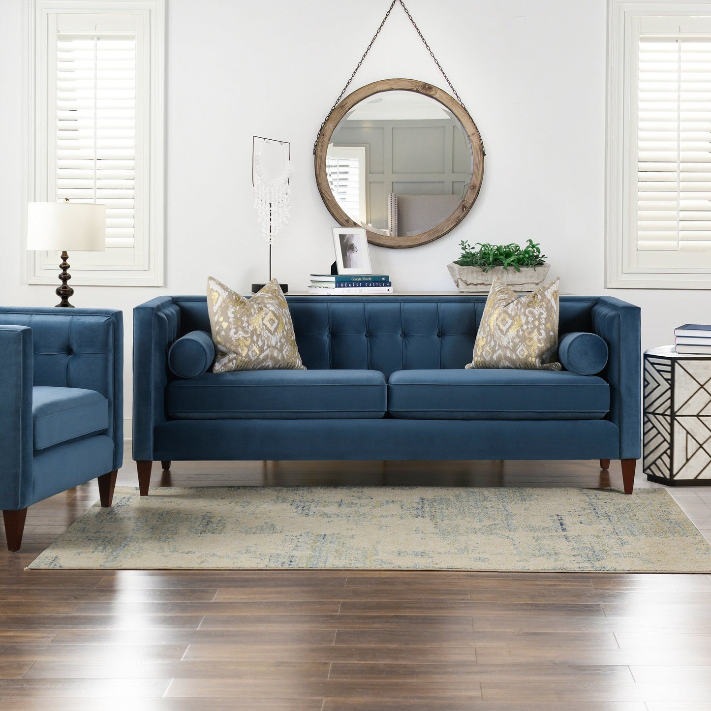 Divano Tuxedo Jack 84 in stile moderno di metà secolo con cuscini di supporto