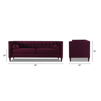 Divano Tuxedo Jack 84 in stile moderno di metà secolo con cuscini di supporto