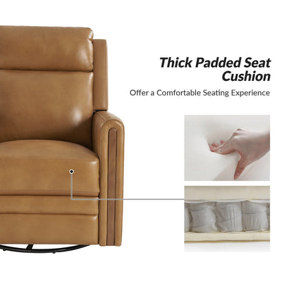 Poltrona reclinabile girevole a dondolo elettrica Jaime Modern in vera pelle con poggiatesta e poggiapiedi regolabili, set da 2 di HULALA HOME