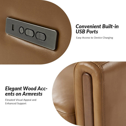 Poltrona reclinabile girevole a dondolo elettrica Jaime Modern in vera pelle con poggiatesta e poggiapiedi regolabili, set da 2 di HULALA HOME