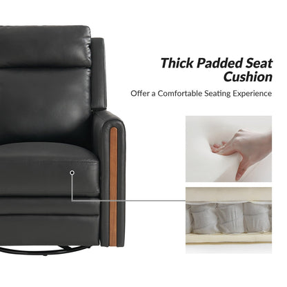 Poltrona reclinabile girevole a dondolo elettrica Jaime Modern in vera pelle con poggiatesta e poggiapiedi regolabili, set da 2 di HULALA HOME