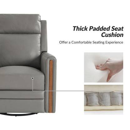 Poltrona reclinabile girevole a dondolo elettrica Jaime Modern in vera pelle con poggiatesta e poggiapiedi regolabili, set da 2 di HULALA HOME