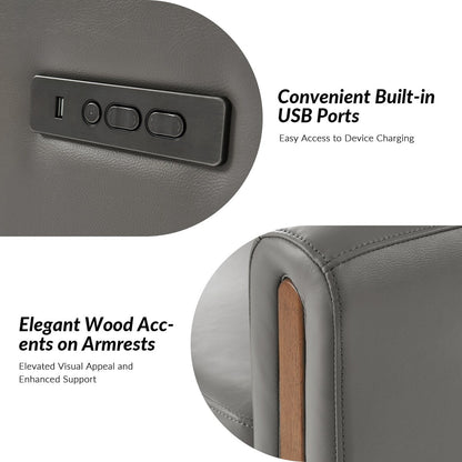 Poltrona reclinabile elettrica girevole a dondolo moderna in vera pelle Jaime con poggiatesta e poggiapiedi regolabili di HULALA HOME