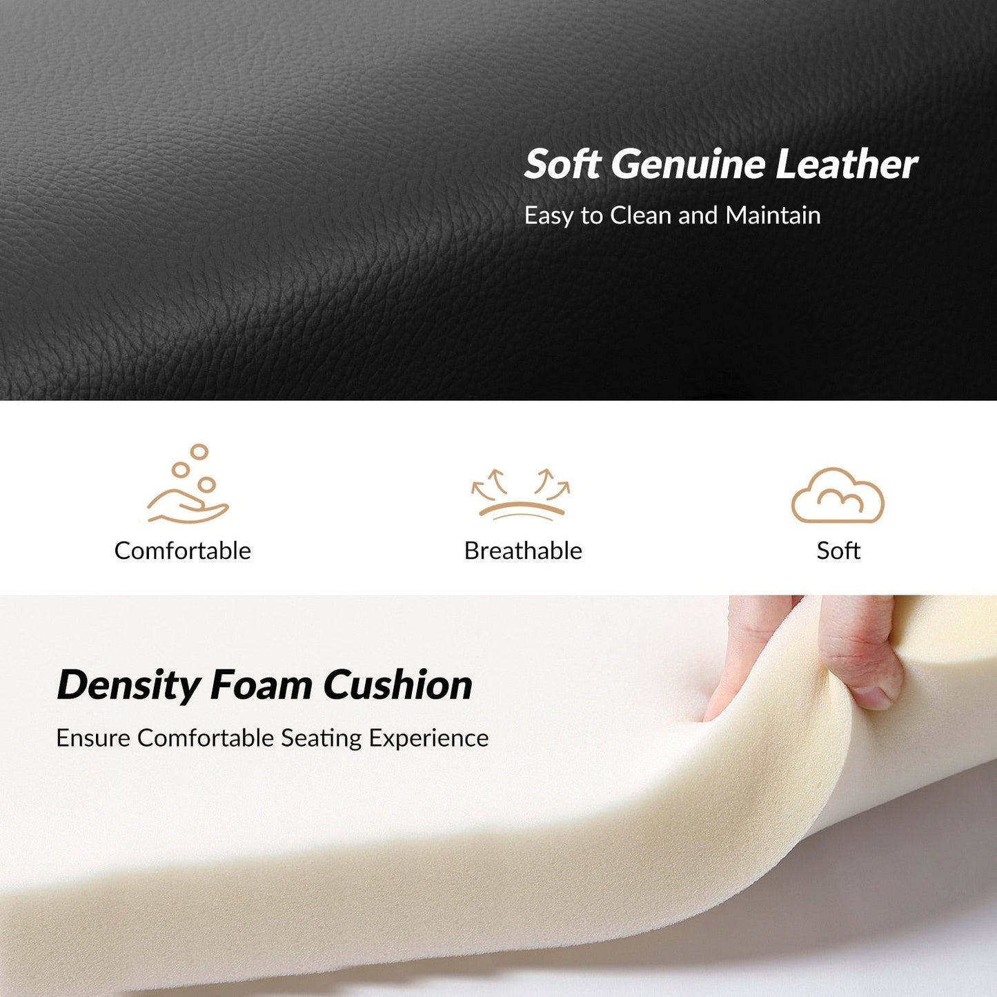 Poltrona reclinabile elettrica moderna Jaime in vera pelle con porte USB integrate, set da 2 di HULALA HOME