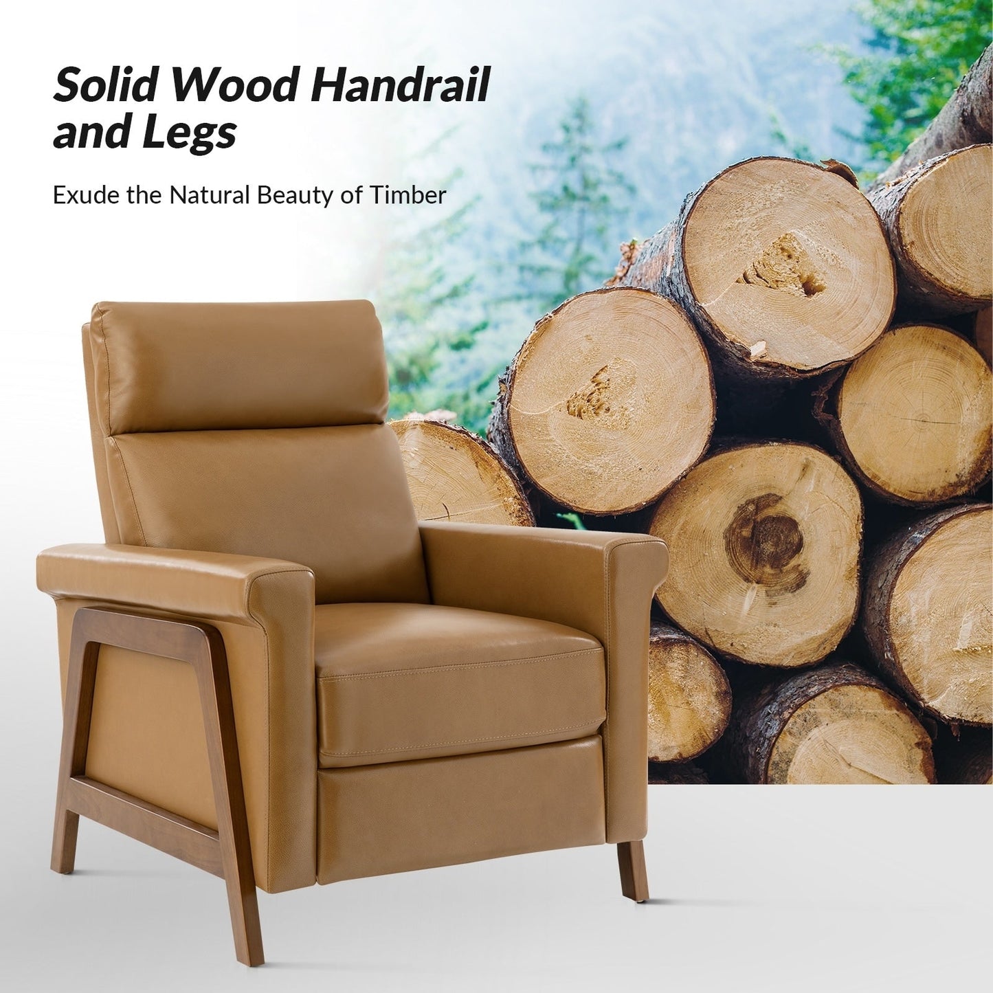 Poltrona reclinabile elettrica moderna Jaime in vera pelle con porte USB integrate, set da 2 di HULALA HOME