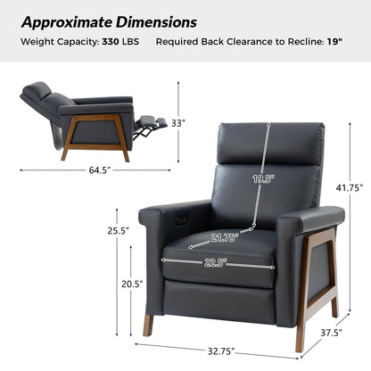 Poltrona reclinabile Jaime Modern Power in vera pelle con porte USB di HULALAHOME