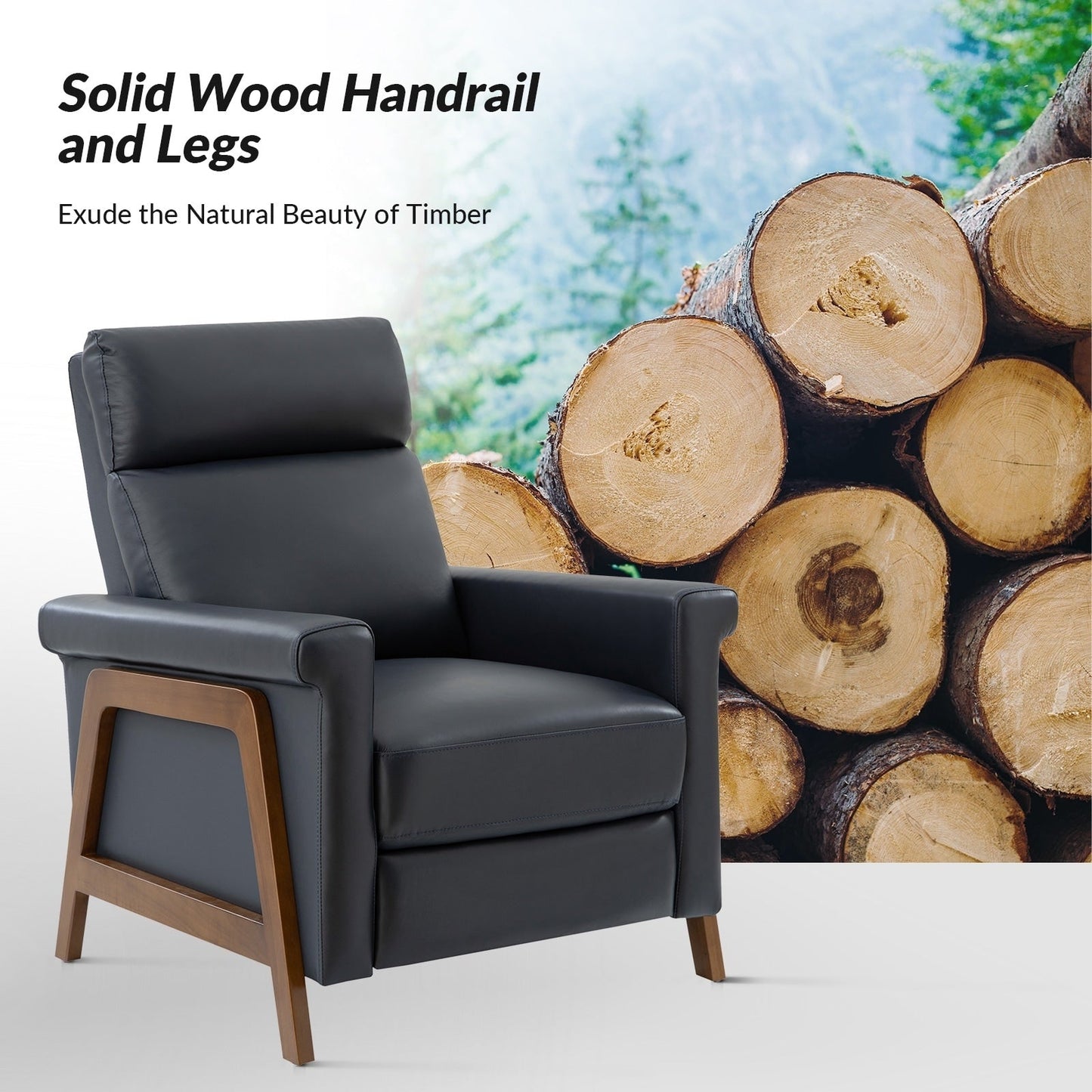 Poltrona reclinabile Jaime Modern Power in vera pelle con porte USB di HULALAHOME