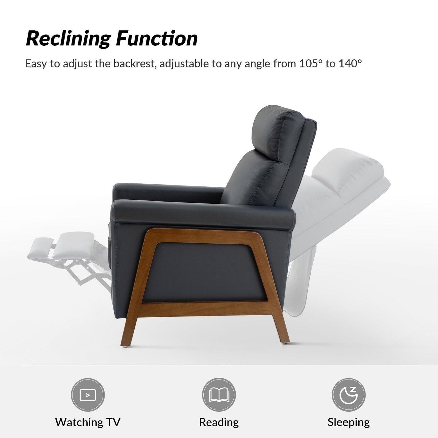 Poltrona reclinabile Jaime Modern Power in vera pelle con porte USB di HULALAHOME