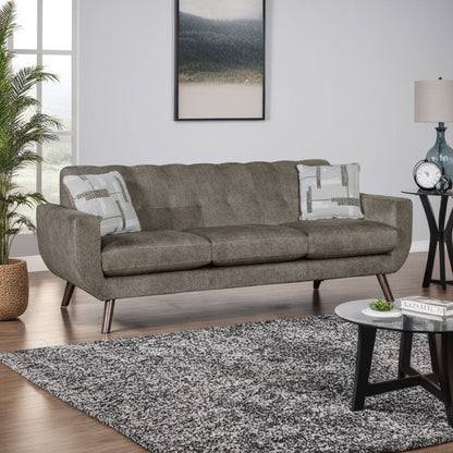 Divano Jany con 2 cuscini, 87 pollici in microfibra marrone, tonalità noce