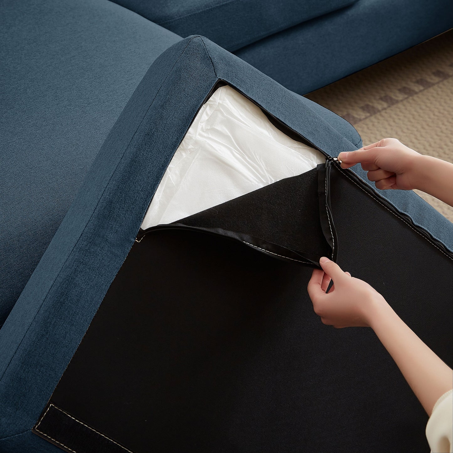 Divano componibile Jarenie a forma di U a 4 posti con doppia chaise longue per soggiorno