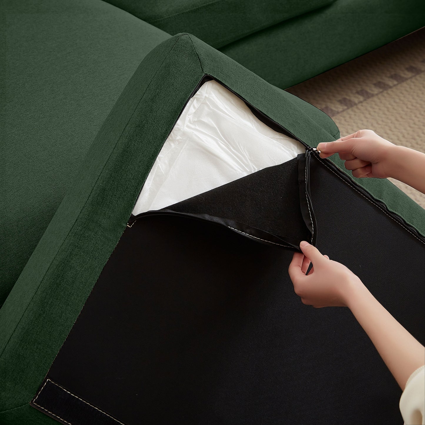 Divano componibile Jarenie a forma di U a 4 posti con doppia chaise longue per soggiorno