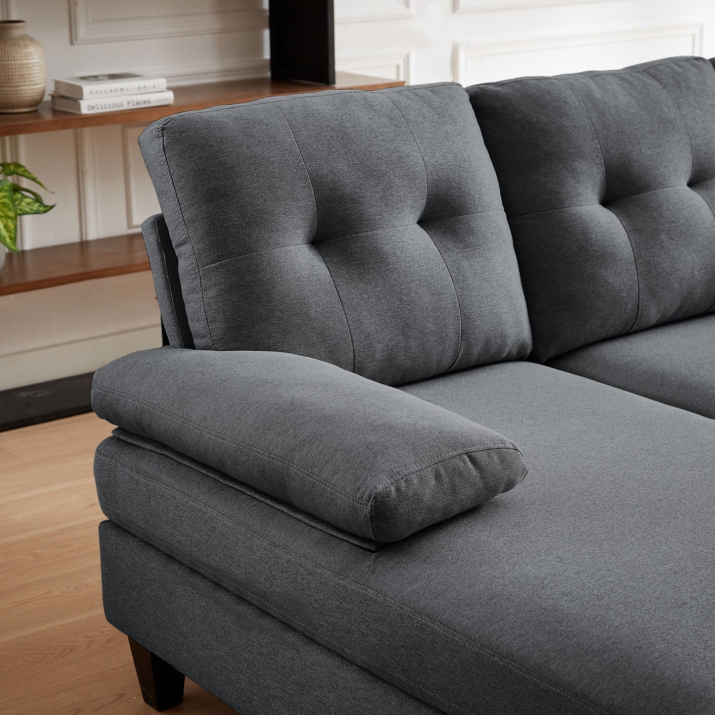 Divano componibile Jarenie a forma di U a 4 posti con doppia chaise longue per soggiorno