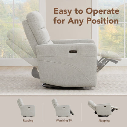 Poltrona reclinabile elettrica Jason con poggiatesta e porte di ricarica USB