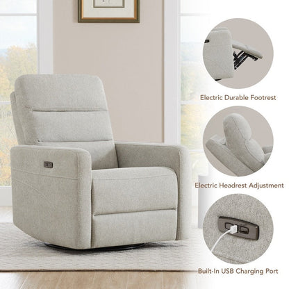 Poltrona reclinabile elettrica Jason con poggiatesta e porte di ricarica USB