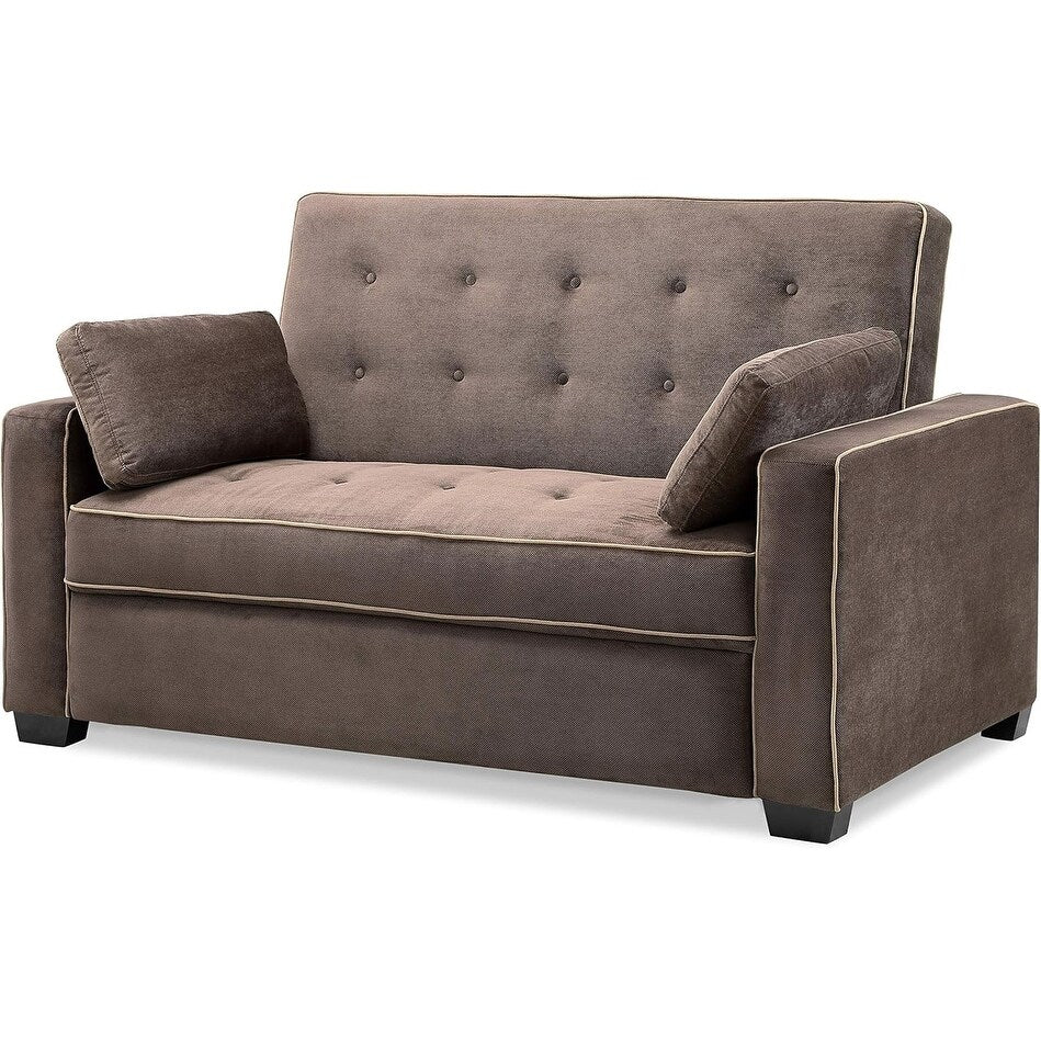 Divano a due posti Java Queen in microfibra con letto estraibile - Divano letto trasformabile per soggiorno e camera degli ospiti