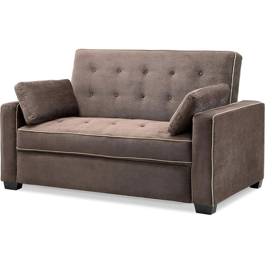 Divano a due posti Java Queen in microfibra con letto estraibile - Divano letto trasformabile per soggiorno e camera degli ospiti