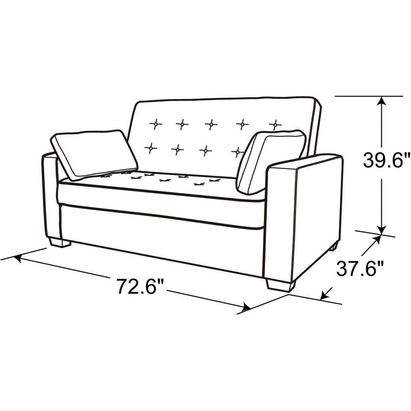 Divano a due posti Java Queen in microfibra con letto estraibile - Divano letto trasformabile per soggiorno e camera degli ospiti